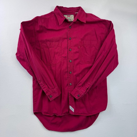 Levi's Other - Vintage 90s Levis Mens Magenta Red Twill Button Down Shirt 60560-1385 Medium